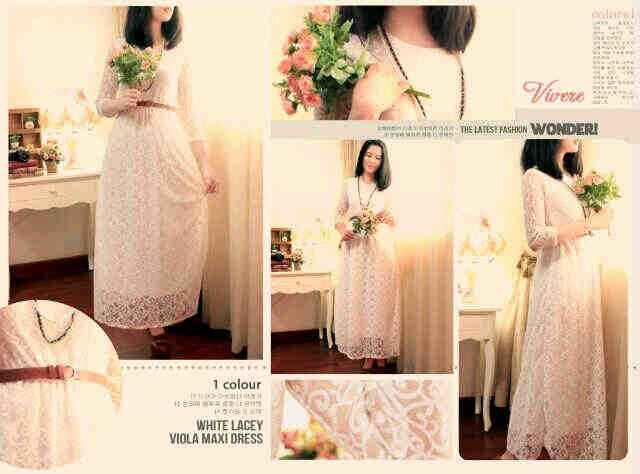 VR07 viola white lace maxi dress