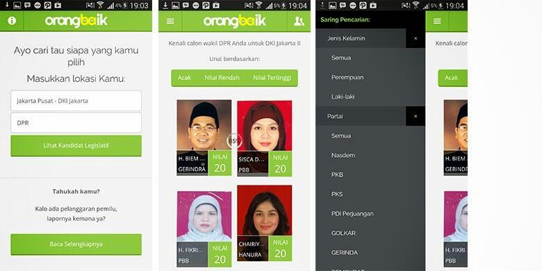 AYO GAN kenali kualitas caleg menggunakan APLIKASI " ORANG BAIK " !!!