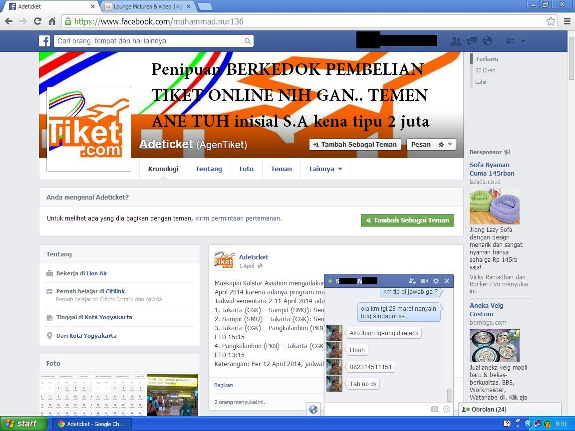 PENIPUAN MODUS BARU LEWAT FACEBOOK JUAL TIKET PESAWAT