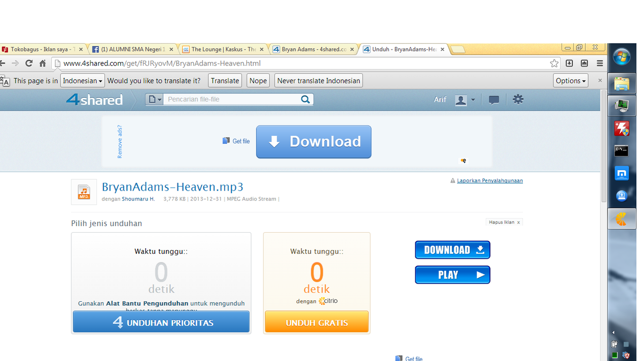 Agan Sering Download Lau via 4shared?? Pake Browser ini gan! TANPA waktu tunggu.