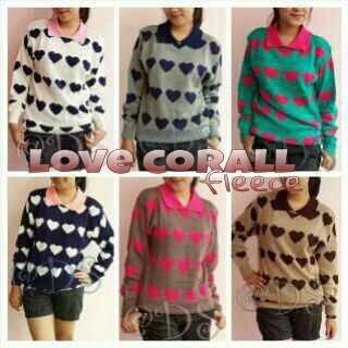 sweater rajut knit korea flower love murah dan bagus sista only 70rb