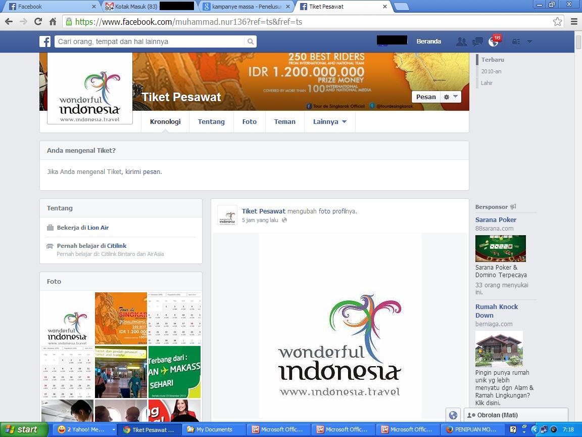 PENIPUAN MODUS BARU LEWAT FACEBOOK JUAL TIKET PESAWAT