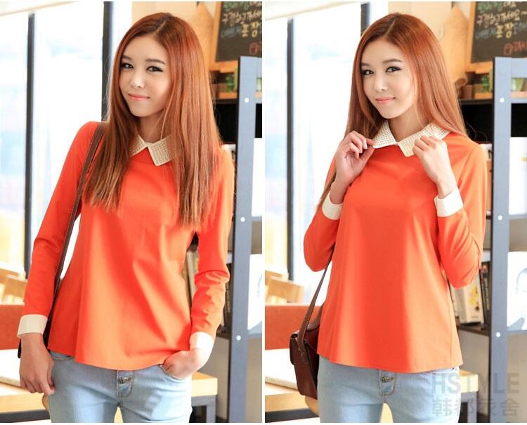 Blouse Import berkerah Warna Orange , Blue Rp. 105.000 blus impor