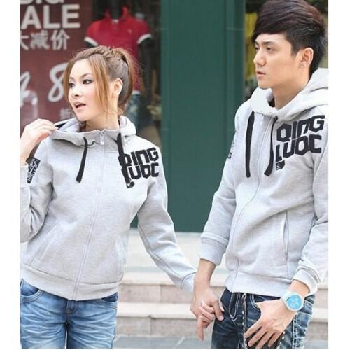 Jacket X2 Grey Qing Jaket Baju Kaos Couple Pasangan Modis Koleksi Terbaru