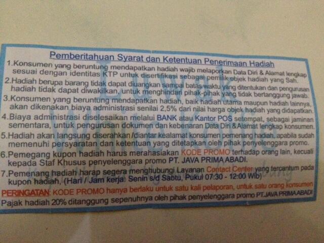 GAN MAU NANYA ada yang Pernah Dapat Hadiah dari Luwak White Koffie ???