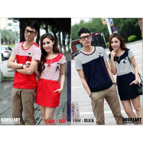 Dress Kerah Baju Kaos Couple Pasangan Modis Koleksi Terbaru