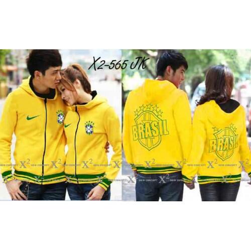 Jacket Yellow Brazil Jaket Baju Kaos Couple Pasangan Modis Koleksi Terbaru