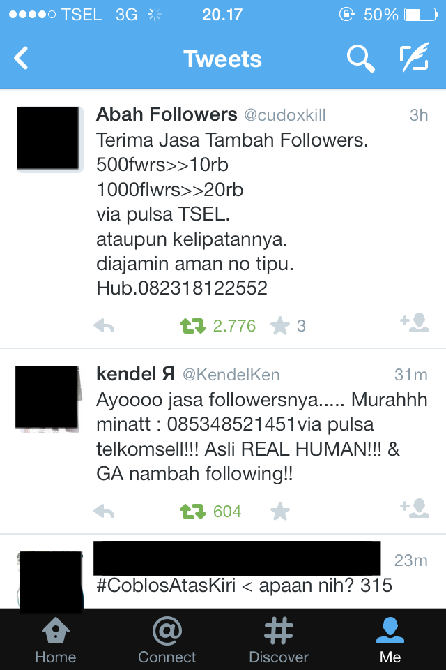 &#91;share&#93; Kelakuan penjual followers twitter, mulai meresahkan !!