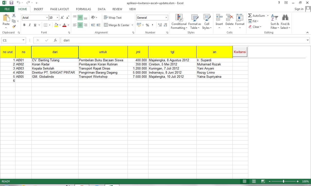 cara edit aplikasi kwitansi yang dibuat dengan excel KASKUS