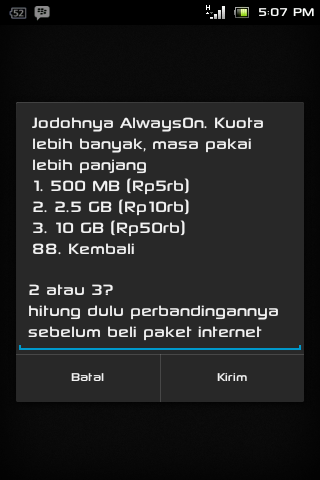 Kejanggalan di menu paket internet pada kartu T*i