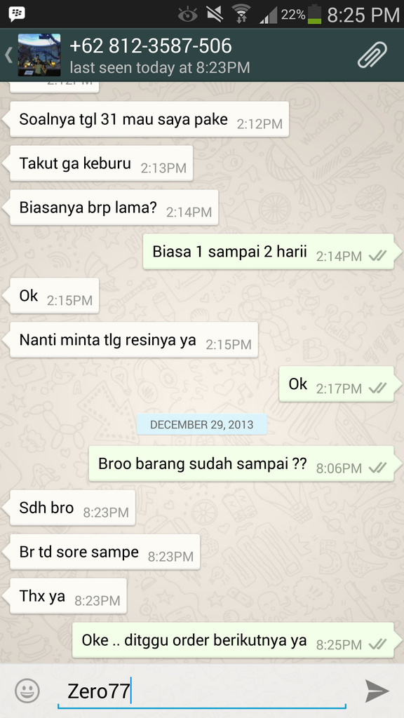 Feedback dan Testimonial Zero77