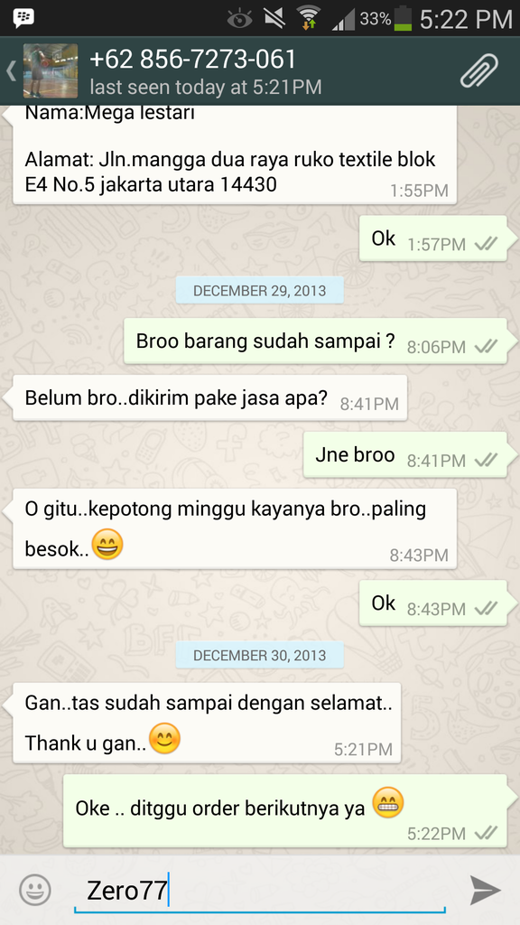 Feedback dan Testimonial Zero77