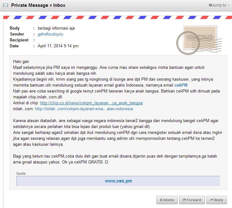 layanan email gratis "cekPM" Penipuan atau bukan Nih gan