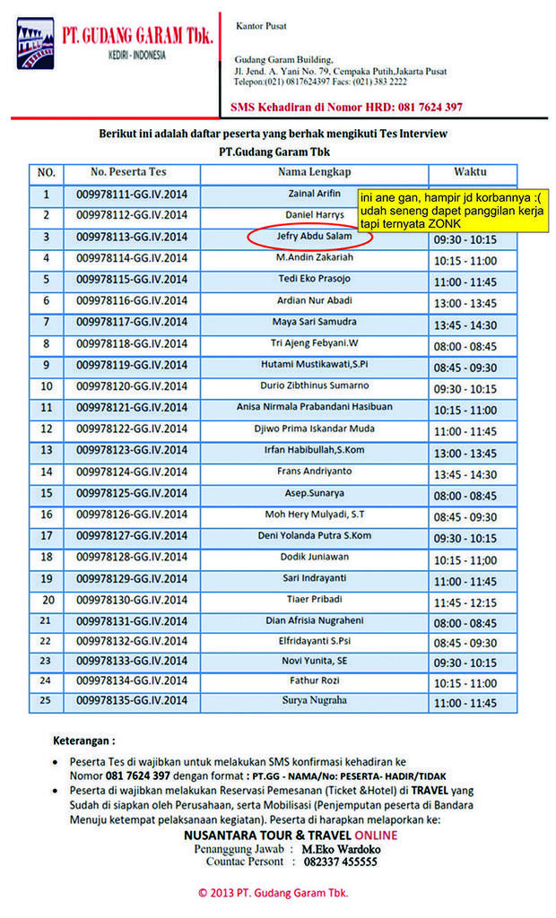 PENIPUAN BERKEDOK PENERIMAAN KERJA