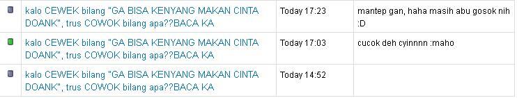 kalo CEWEK bilang &quot;GA BISA KENYANG MAKAN CINTA DOANK&quot;, trus COWOK bilang apa??BACA KA