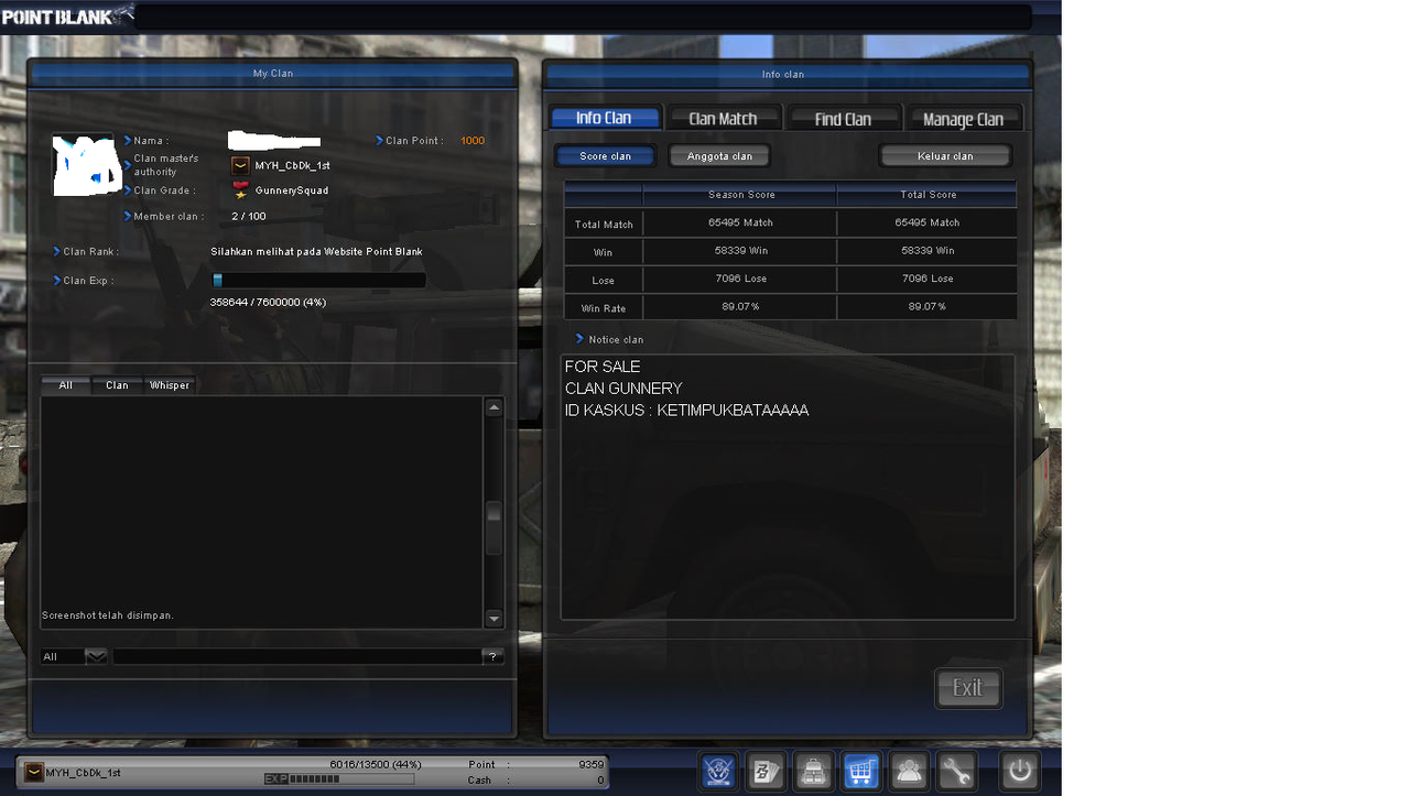 CLAN POINT BLANK. MURAH MERIAH. GUNNERY & HEADHUNTER. UPDATE TEROSSS. TERIMA REKBERRR