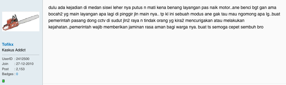 &#91;With Pic&#93; Ane jadi Korban benang gelasan ditengah jalan (modus perampokan?)