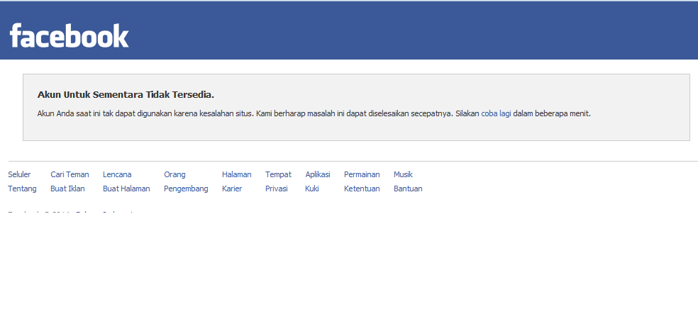Akun untuk sementara tidak tersedia (facebook)