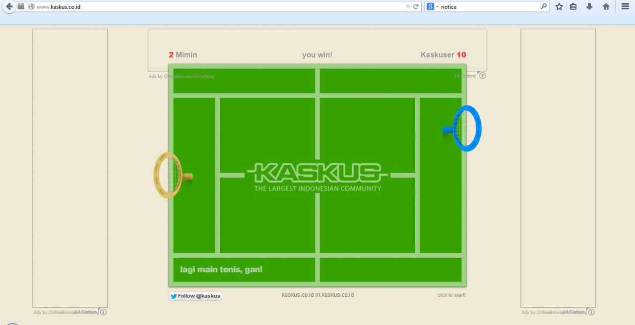 Ane lagi maen tenis di KASKUS muncul ginian gan....