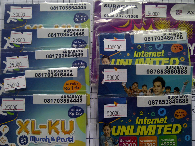 perdana axis xl dan indosat im3 nomor cantik (surabaya)