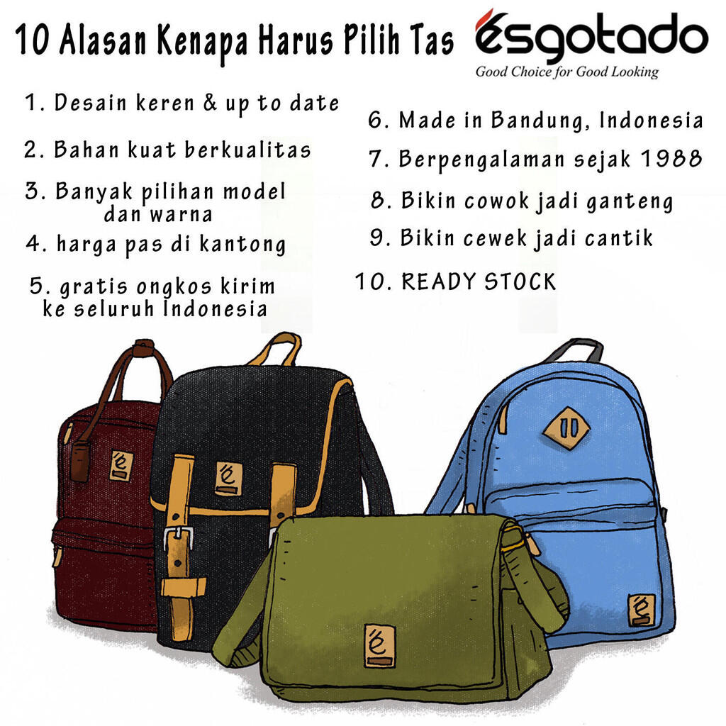 DICARI RESELLER / DROPSHIPPER TAS KEREN ESGOTADO GRATIS ONGKIR SELURUH INDONESIA