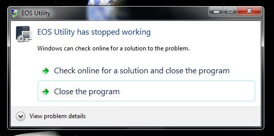 HELP!. Canon eos utility has stopped working
