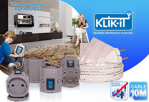 Kabel Ekstension Modern Klik-iT Fleksibel Aman, Mudah & Menggunakan Switch GARANSI
