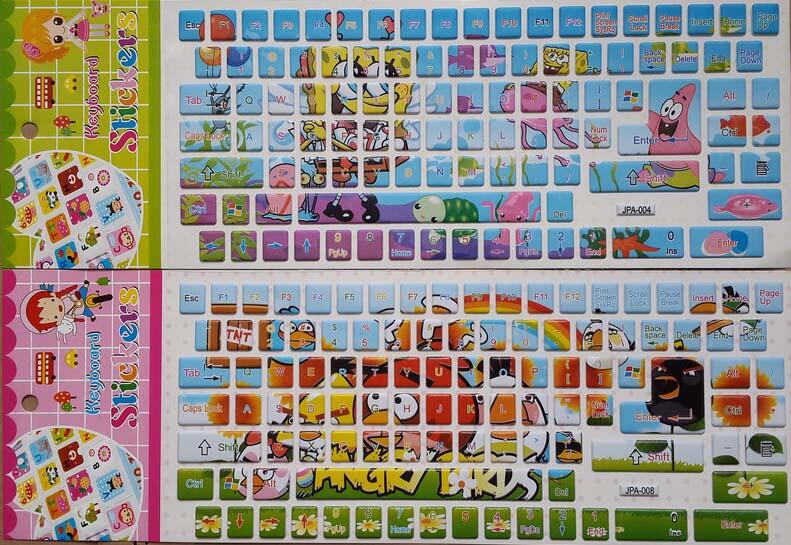 Keyboard Protector 10" dan 14"- Sticker (Angry bird, Spongebob, Pooh, Mickey Mouse)