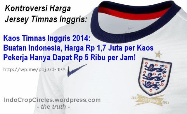 jersey timnas inggris, dijual 1,7 juta rupiah, pekerja diupah 5000 rupiah per jam