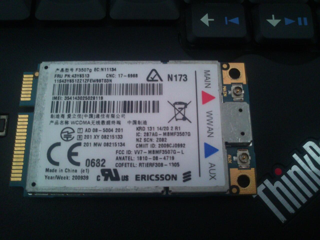 DIJUAL : MODEM BUILT GPS WWAN ERICSSON F3507G THINKPAD X200 T400 T500 X200T W500