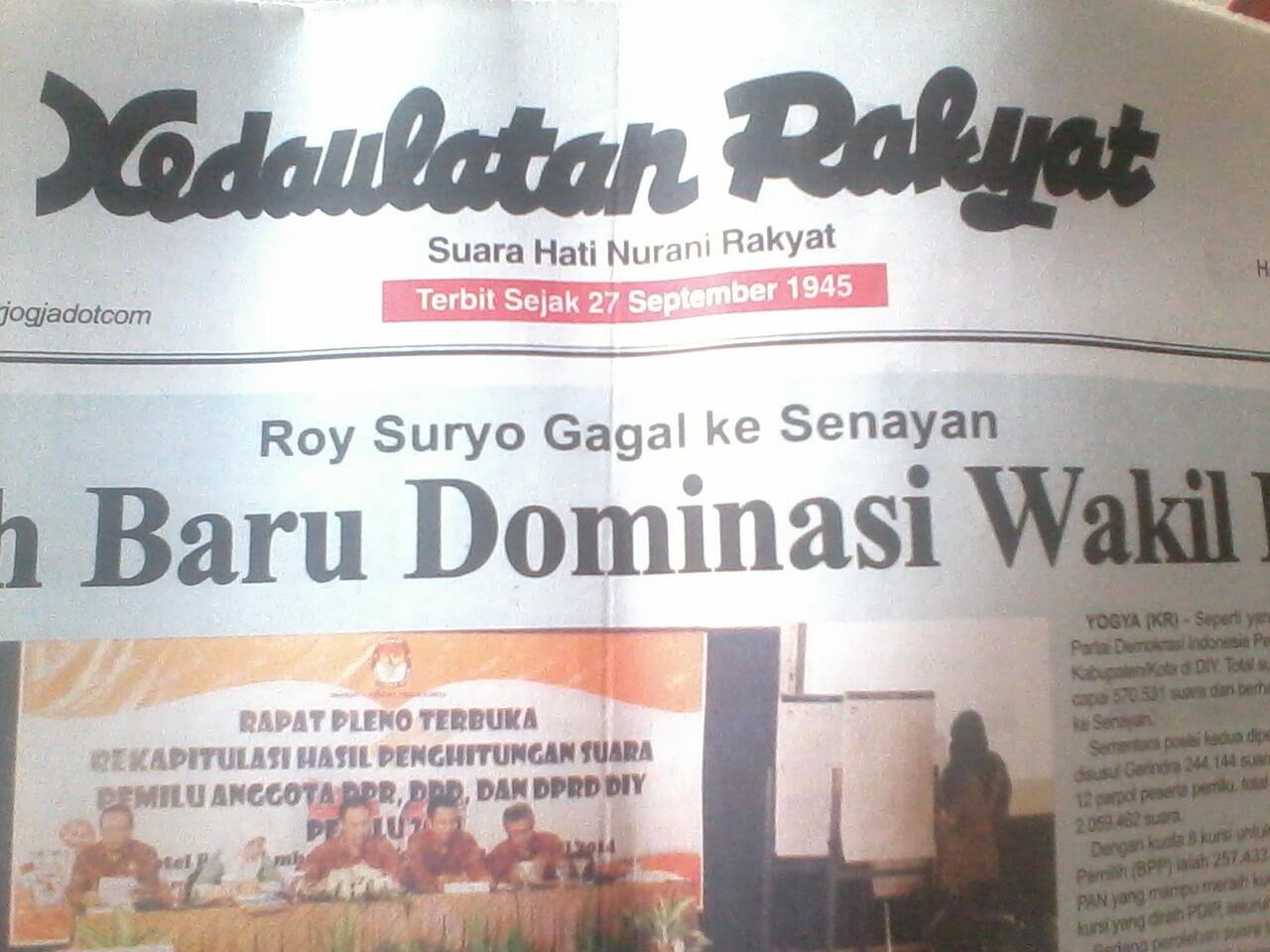 Hot News : Roy Suryo GAGAL ke Senayan !!!
