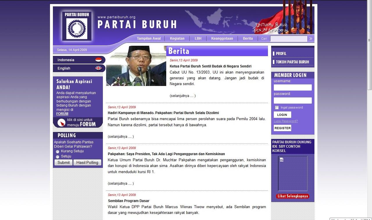 Inilah screenshot website partai politik pemilu 2009 yang sudah musnah