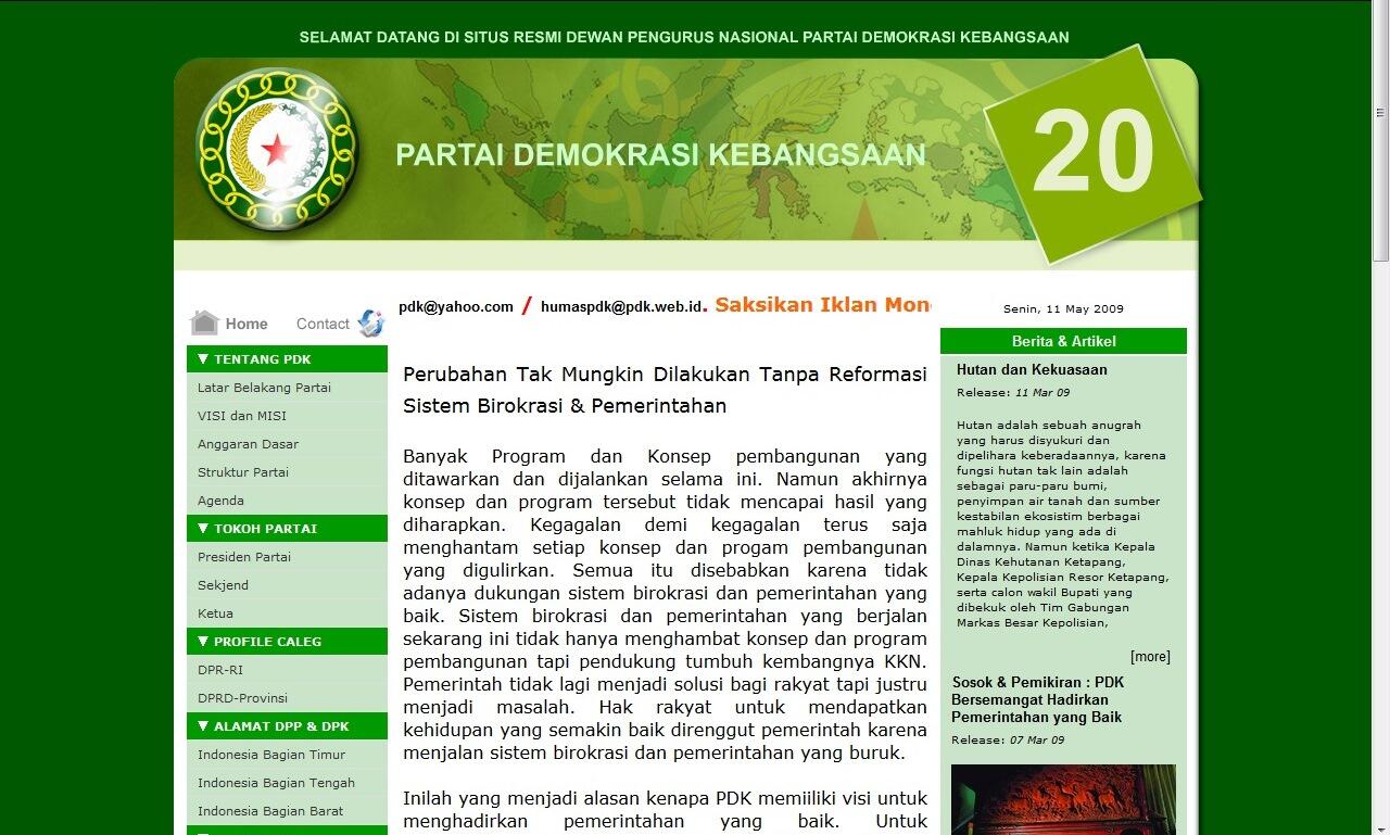 Inilah screenshot website partai politik pemilu 2009 yang sudah musnah