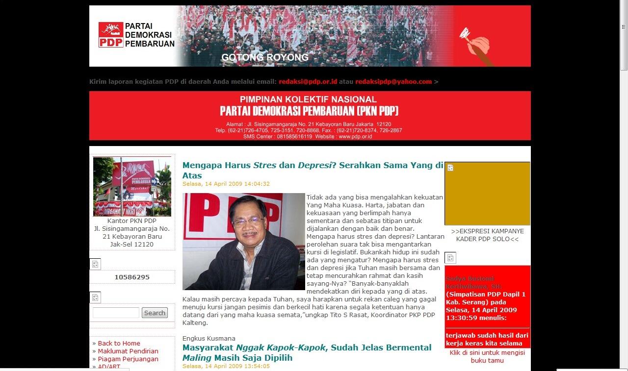 Inilah screenshot website partai politik pemilu 2009 yang sudah musnah