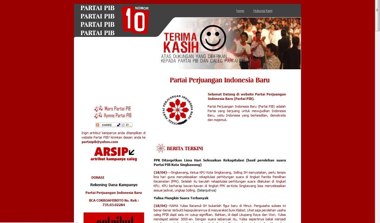 Inilah screenshot website partai politik pemilu 2009 yang sudah musnah