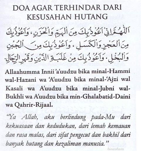 DOA AGAR TERHINDAR DARI KESUSAHAN HUTANG