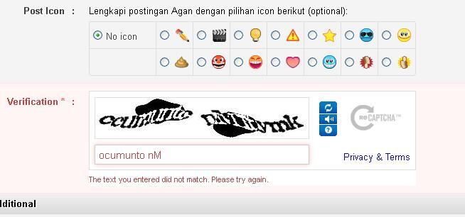 Kode Captcha sulit dibaca