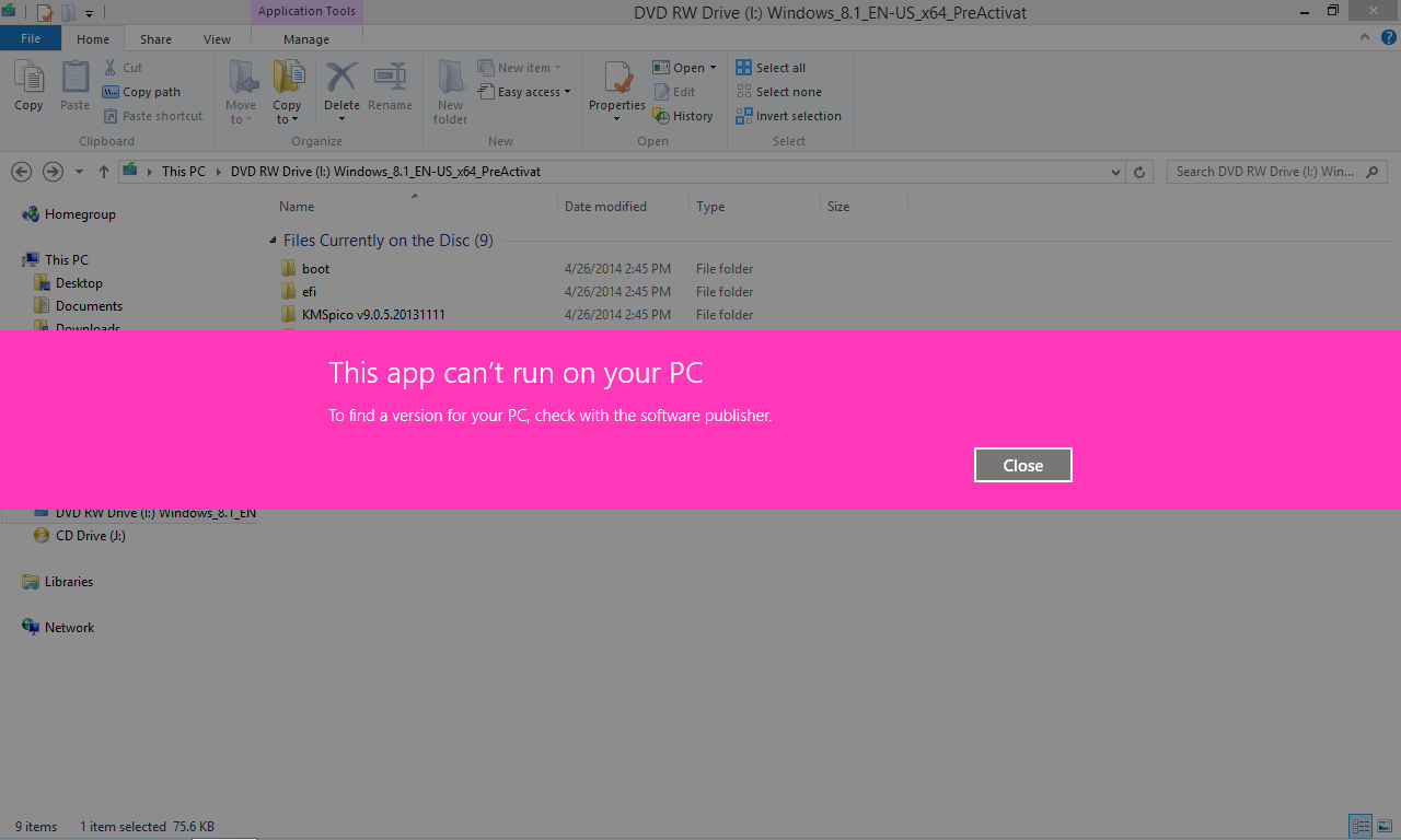 &#91;HELP&#93; Keluar tulisan &quot;This App Can't Run On Your PC&quot; ketika install windows 8.1