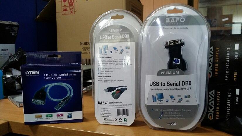 Kabel Serial Com port RS232 DB9 to USB Merk ATEN UC 232A & BAFO Murah