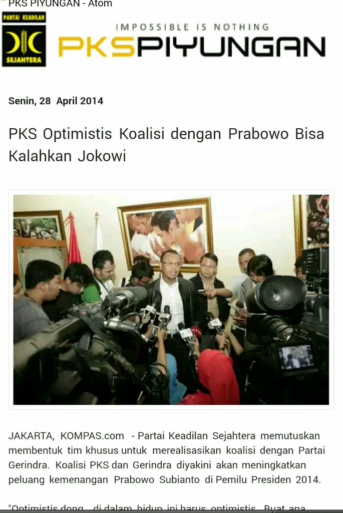 (Up Date) PKS : Koalisi dengan Prabowo Bisa Kalahkan Jokowi !!!