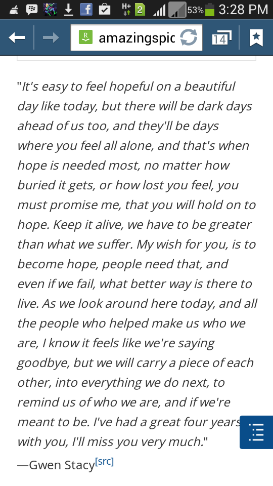 quote gwen stacy amazing spiderman 2