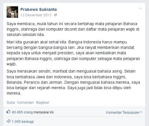 Prabowo dan Jokowi, Penilaian Kriteria Capres Melalui Kecakapannya Berkomunikasi