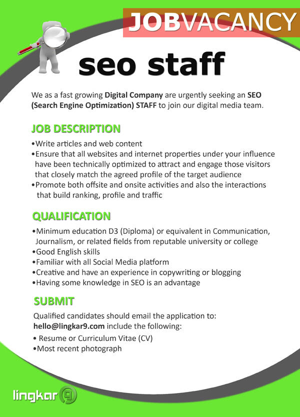 SEO STAFF di Pamulang, Tangsel