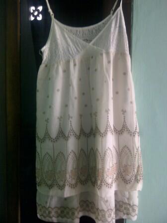 garage sale dress longdress, blouse, sepatu