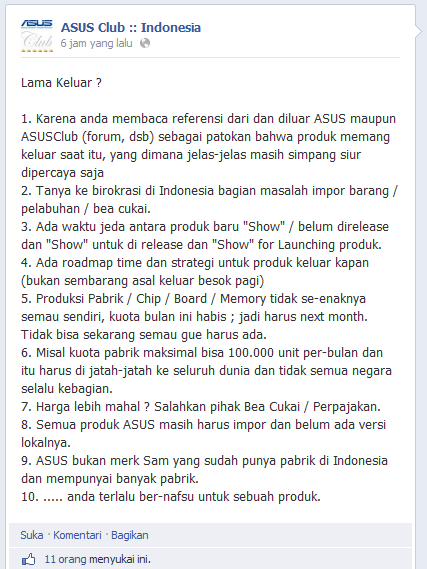 Begini Respon Asus Terhadap Konsumennya