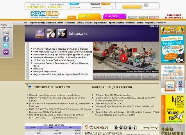 Tampilan Website Kaskus dari masa ke masa