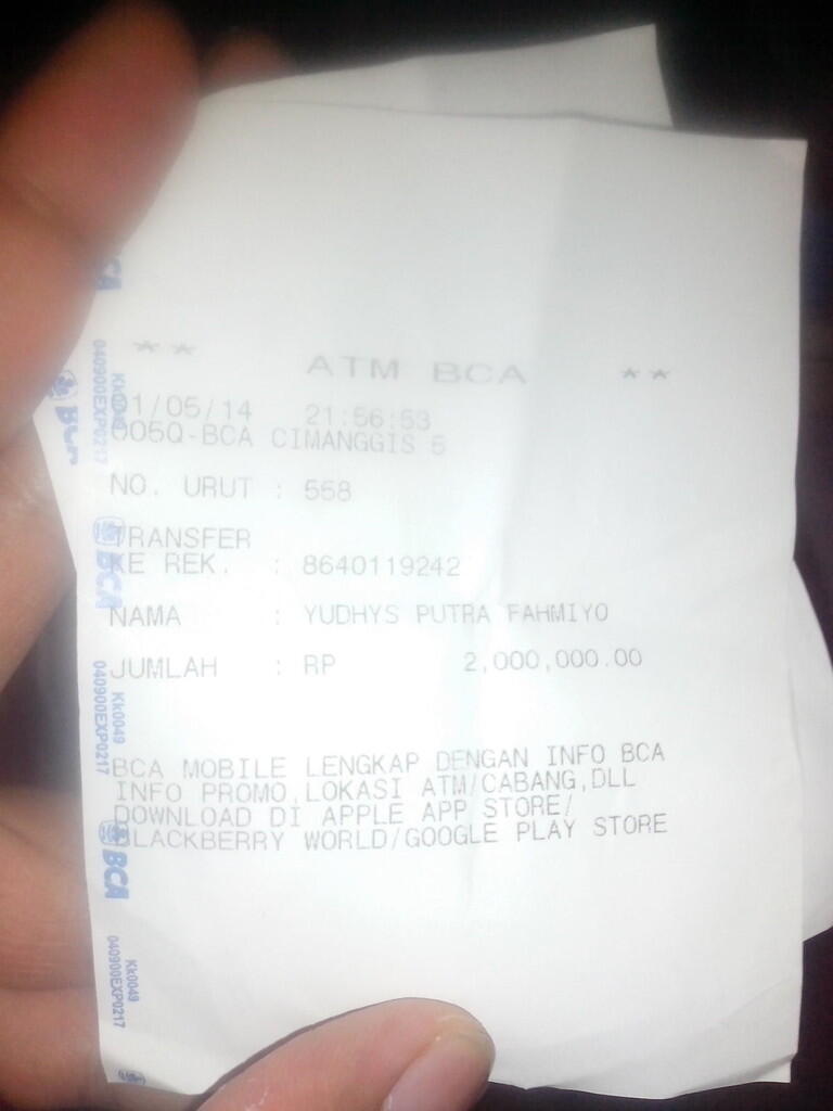 Hati-Hati Penipuan Transfer Ke Rekening 8640119242 a/n YUDHYS PUTRA FAHMIYO