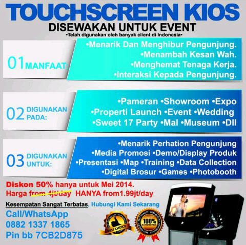 Kios Touch Screen Disewakan.