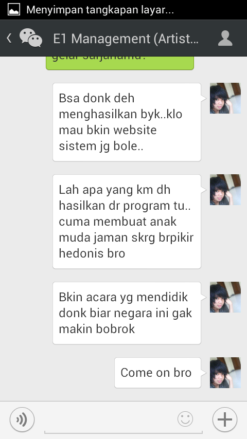 perdebatan ane dengan management artis di wechat (ngaku na ngajak casting)