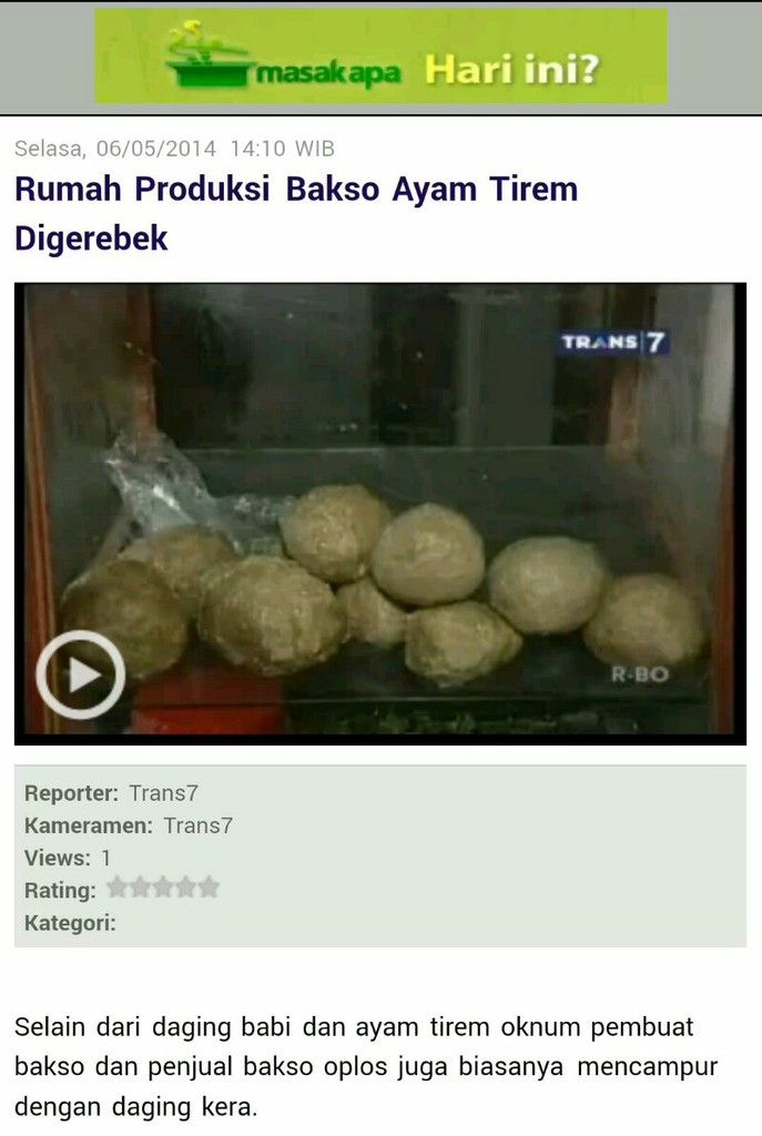selain Pakai Ayam Kadaluarsa, ada juga BAKSO yg pake Daging KERA !!!